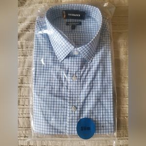 Express New Men Button Shirt slim large blue/white